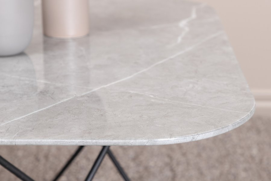 VENTURE DESIGN Tristar salongbord, firkantet - grmarmorert glass og svart stl (80x80)