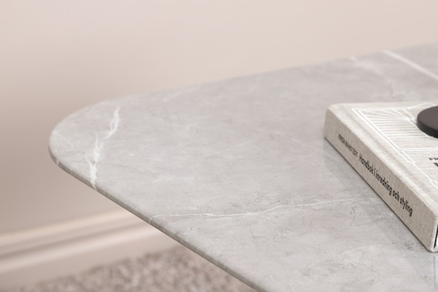 VENTURE DESIGN Tristar salongbord, firkantet - grmarmorert glass og svart stl (80x80)