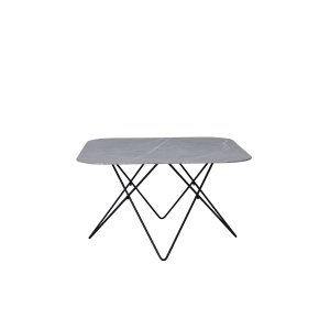 VENTURE DESIGN Tristar soffbord, fyrkantigt - grmarmorerat glas och svart stl (80x80)