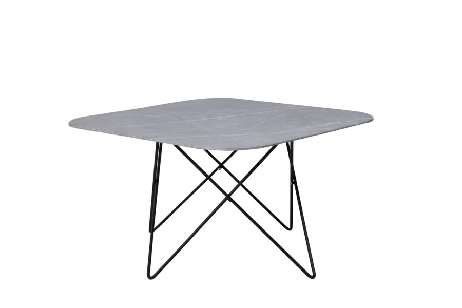 VENTURE DESIGN Tristar salongbord, firkantet - grmarmorert glass og svart stl (80x80)