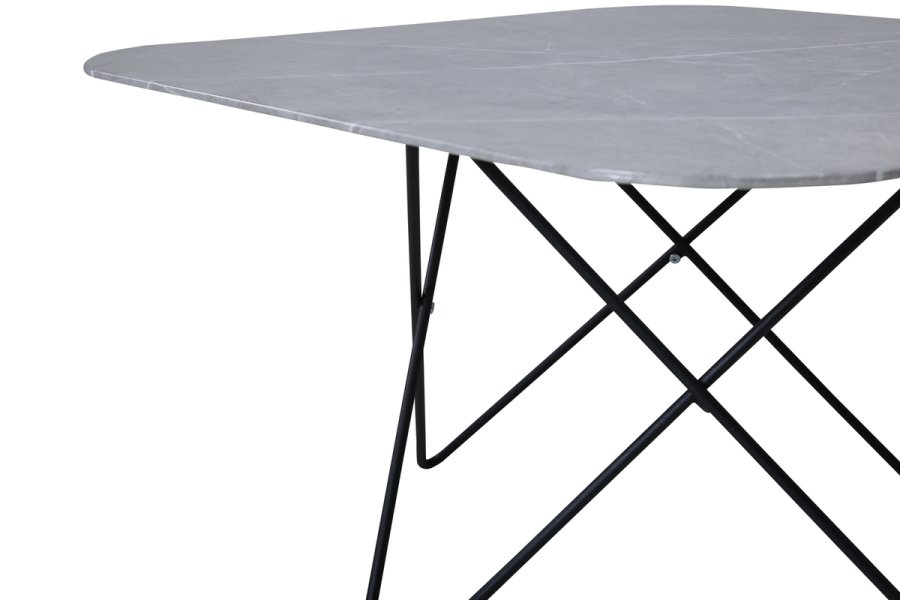 VENTURE DESIGN Tristar salongbord, firkantet - grmarmorert glass og svart stl (80x80)
