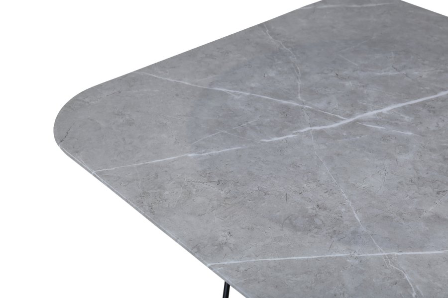 VENTURE DESIGN Tristar salongbord, firkantet - grmarmorert glass og svart stl (80x80)