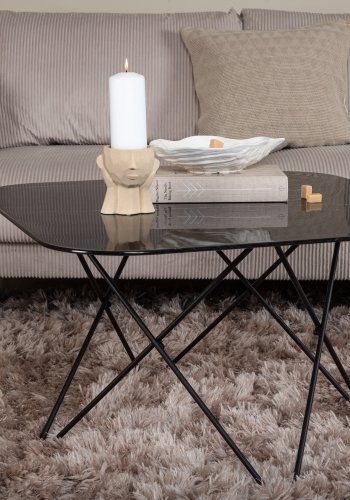 VENTURE DESIGN Tristar salongbord, firkantet - svart marmorert glass og svart stl (80x80)