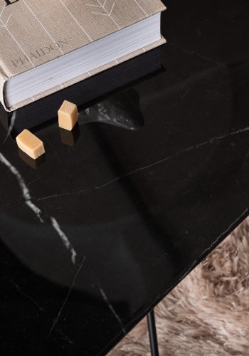 VENTURE DESIGN Tristar salongbord, firkantet - svart marmorert glass og svart stl (80x80)