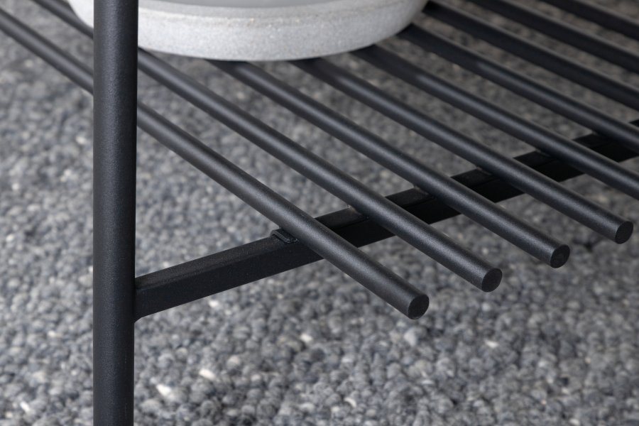 VENTURE DESIGN Von Staf salongbord, m. hylle - svart marmorglass og sort stl (120x60)