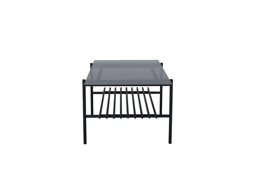 VENTURE DESIGN Von Staf salongbord, m hylle - sort glass og sort stl (120x60)