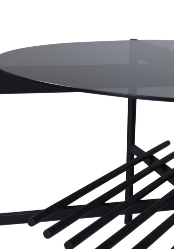 VENTURE DESIGN Von Staf salongbord, m. hylle - sort glass og sort stl (80)