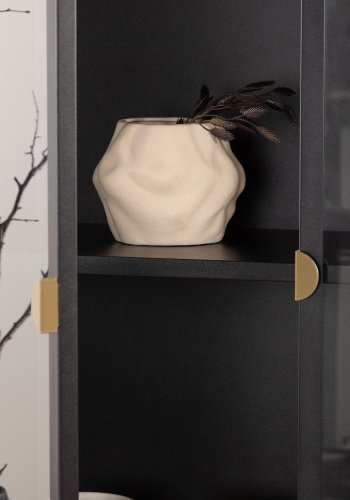 VENTURE DESIGN Piring vitrineskap, m. 2 drer og 3 hyller - glass og sort stl (H:190)