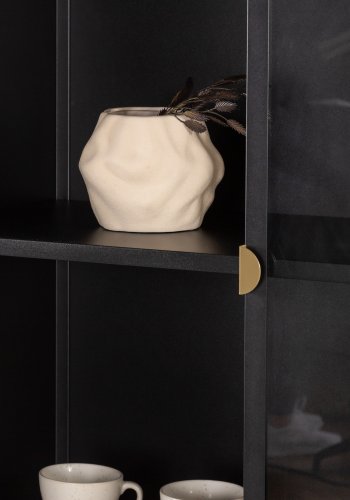 VENTURE DESIGN Piring vitrineskap, m. 2 drer og 3 hyller - glass og sort stl (H:190)