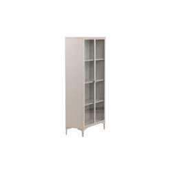 Piring vitrineskab, m. 2 l�ger og 3 hylder - glas og beige st�l (H:190)