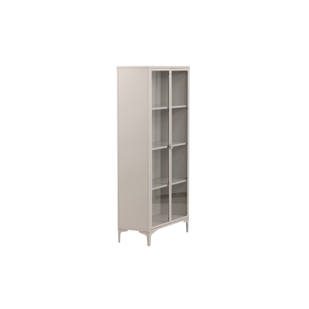 Piring vitrineskab, m. 2 l�ger og 3 hylder - glas og beige st�l (H:190)