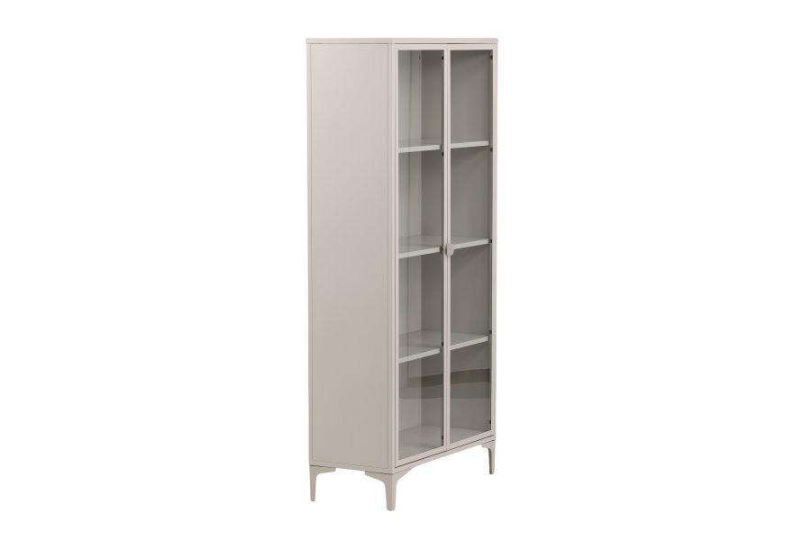 VENTURE DESIGN Piring vitrineskap, m. 2 drer og 3 hyller - glass og beige stl (H:190)