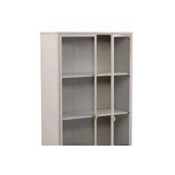 Piring vitrineskab, m. 2 l�ger og 3 hylder - glas og beige st�l (H:190)