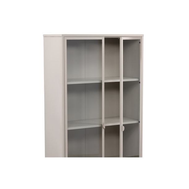 Piring vitrineskab, m. 2 l�ger og 3 hylder - glas og beige st�l (H:190)