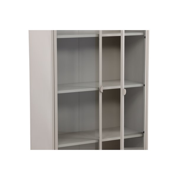 Piring vitrineskab, m. 2 l�ger og 3 hylder - glas og beige st�l (H:190)