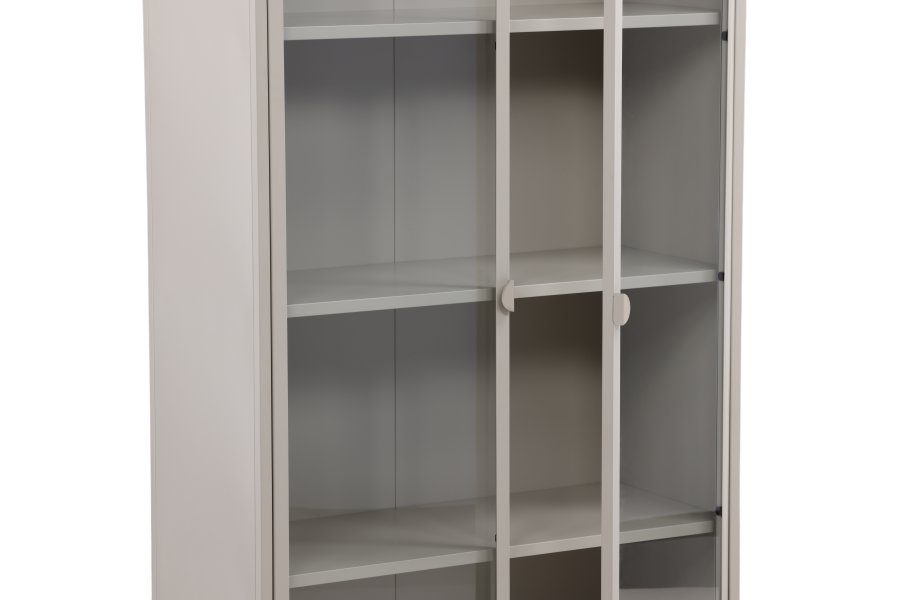 VENTURE DESIGN Piring vitrineskap, m. 2 drer og 3 hyller - glass og beige stl (H:190)