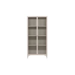 Piring vitrineskab, m. 2 l�ger og 3 hylder - glas og beige st�l (H:190)