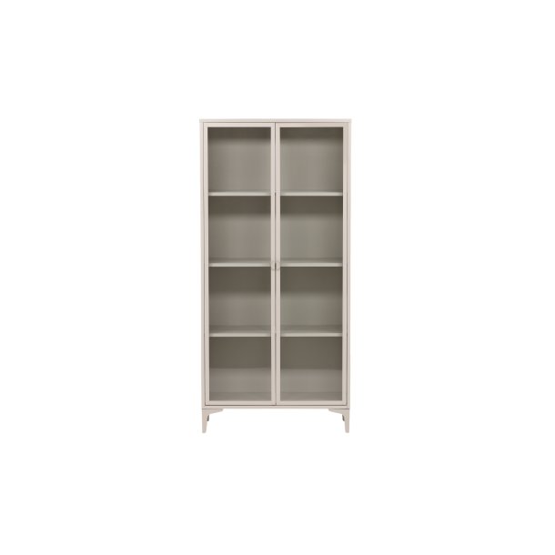 Piring vitrineskab, m. 2 l�ger og 3 hylder - glas og beige st�l (H:190)