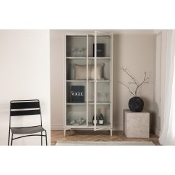 Piring vitrineskab, m. 2 l�ger og 3 hylder - glas og beige st�l (H:190)