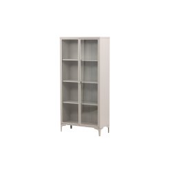 Piring vitrineskab, m. 2 l�ger og 3 hylder - glas og beige st�l (H:190)