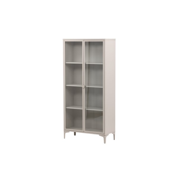 Piring vitrineskab, m. 2 l�ger og 3 hylder - glas og beige st�l (H:190)