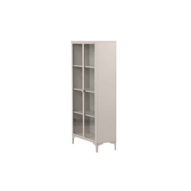 Piring vitrineskab, m. 2 l�ger og 3 hylder - glas og beige st�l (H:190)