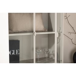 Piring vitrineskab, m. 2 l�ger og 3 hylder - glas og beige st�l (H:190)