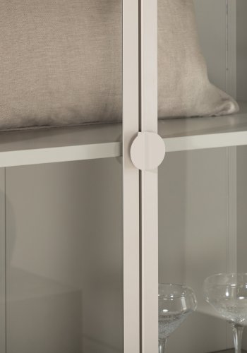 VENTURE DESIGN Piring vitrineskap, m. 2 drer og 3 hyller - glass og beige stl (H:190)