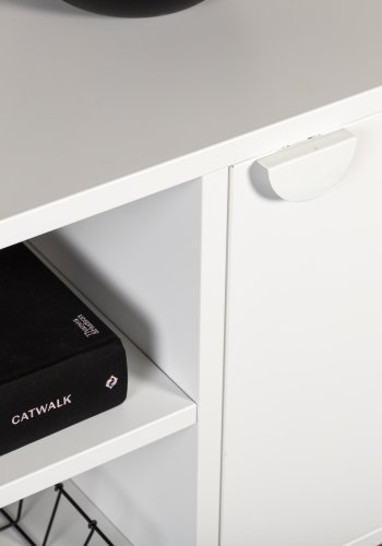 VENTURE DESIGN Piring TV-bord, m. 2 drer og 3 hyller - hvitt stl (120x40)