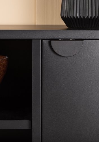 VENTURE DESIGN Piring TV-bord, m. 2 drer og 3 hyller - sort stl (120x40)