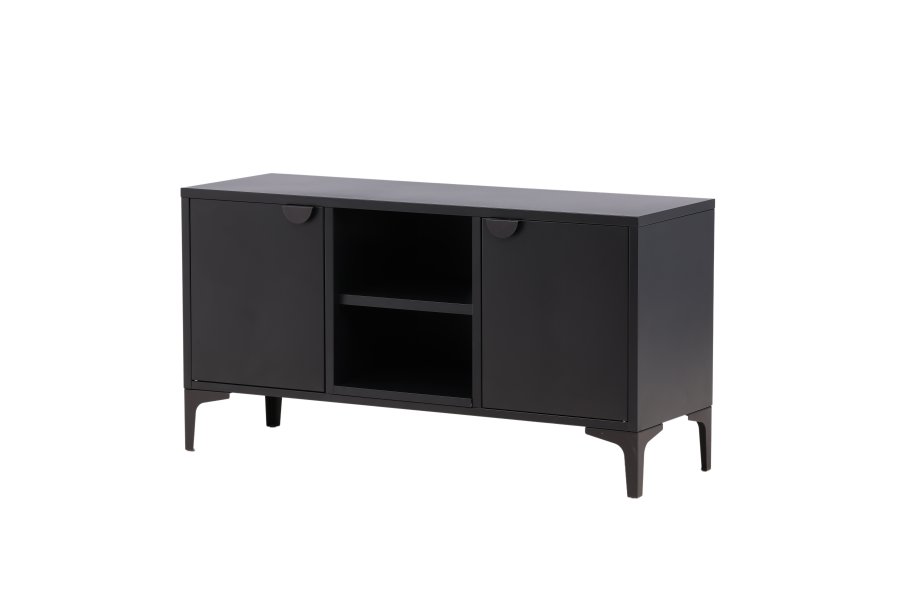 VENTURE DESIGN Piring TV-bord, m. 2 drer og 3 hyller - sort stl (120x40)