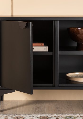 VENTURE DESIGN Piring TV-bord, m. 2 drer og 3 hyller - sort stl (120x40)