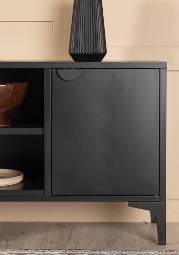 VENTURE DESIGN Piring TV-bord, m. 2 drer og 3 hyller - sort stl (120x40)