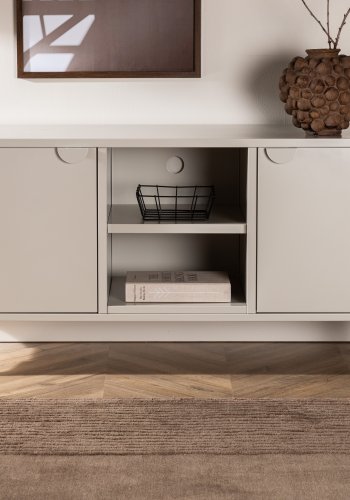 VENTURE DESIGN Piring TV-bord, m. 2 drer og 3 hyller - beige stl (120x40)