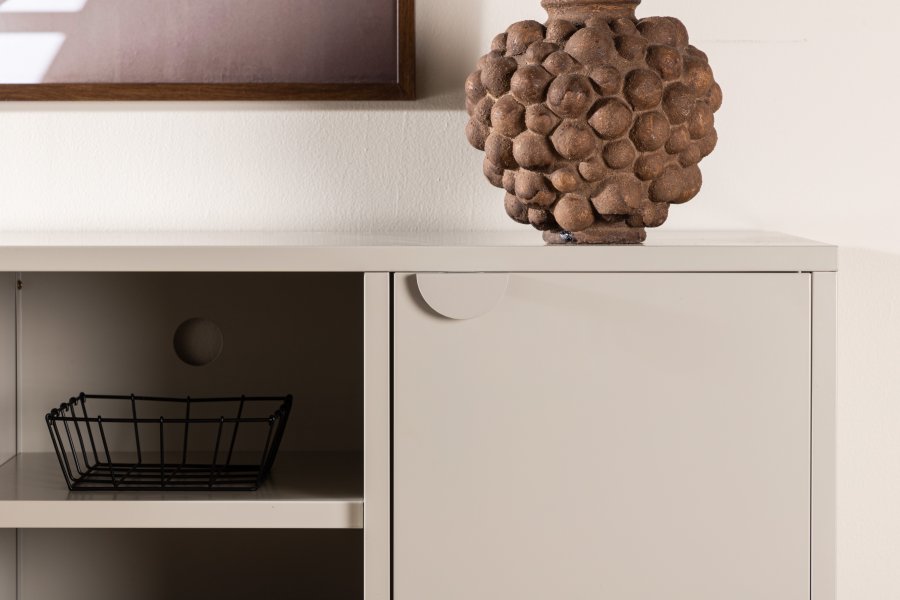 VENTURE DESIGN Piring TV-bord, m. 2 drer og 3 hyller - beige stl (120x40)