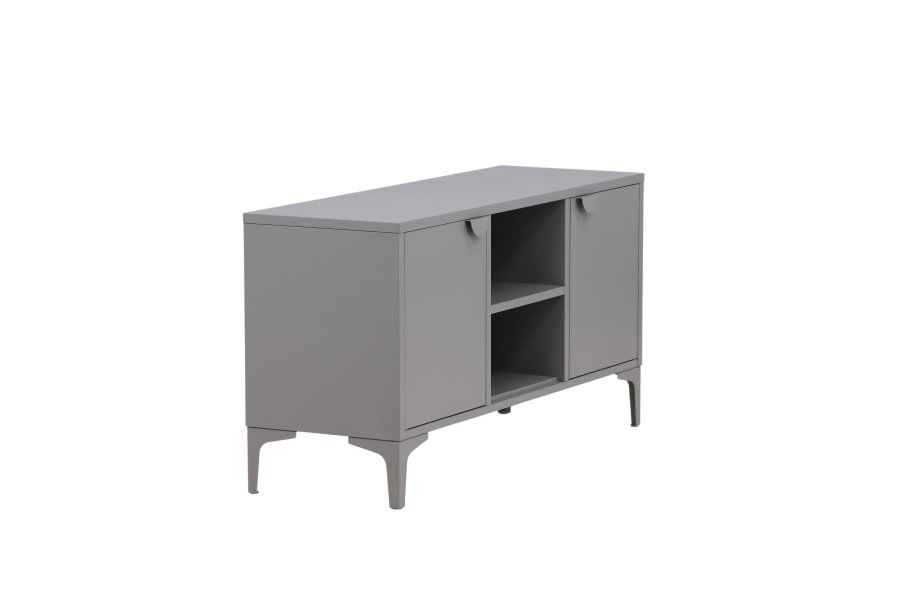 VENTURE DESIGN Piring TV-bord, m. 2 drer og 3 hyller - lysegr stl (120x40)