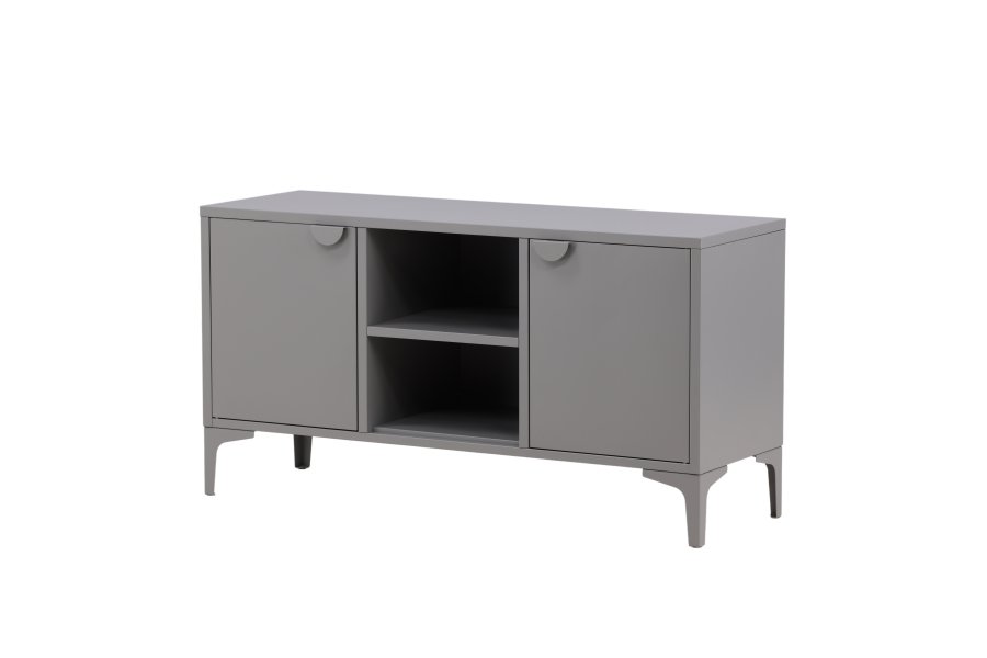 VENTURE DESIGN Piring TV-bord, m. 2 drer og 3 hyller - lysegr stl (120x40)