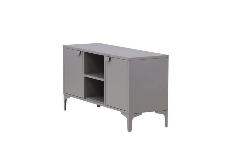 VENTURE DESIGN Piring TV-bord, m. 2 drer og 3 hyller - lysegr stl (120x40)