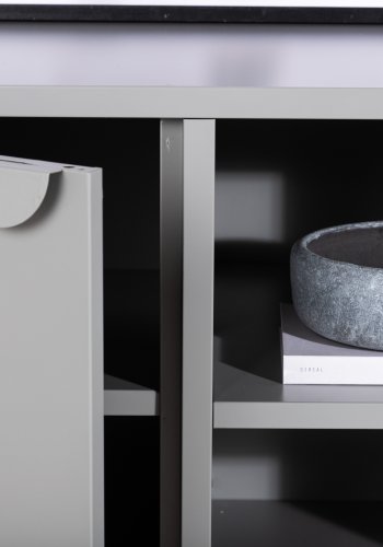 VENTURE DESIGN Piring TV-bord, m. 2 drer og 3 hyller - lysegr stl (120x40)