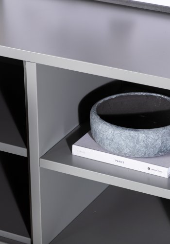 VENTURE DESIGN Piring TV-bord, m. 2 drer og 3 hyller - lysegr stl (120x40)