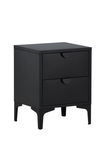 VENTURE DESIGN Piring nattbord, m. 2 skuffer - svart stl (45x40)