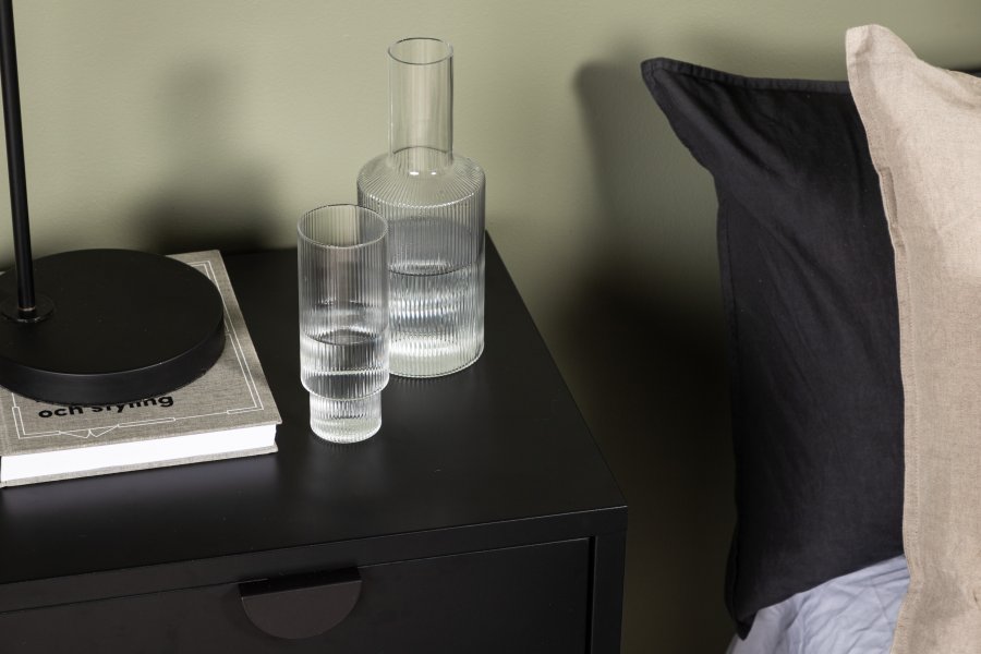 VENTURE DESIGN Piring nattbord, m. 2 skuffer - svart stl (45x40)