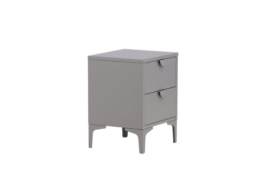 VENTURE DESIGN Piring nattbord, m. 2 skuffer - lys gr stl (45x40)