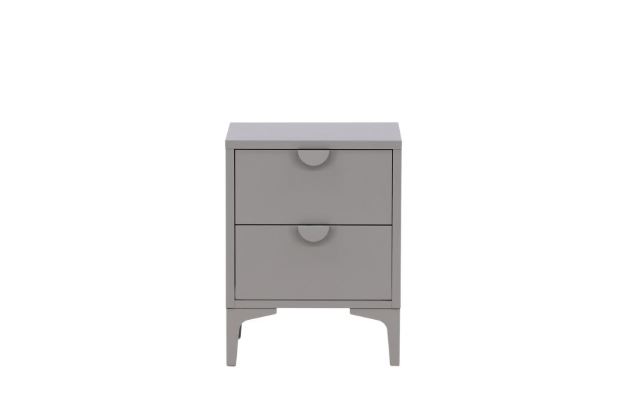 VENTURE DESIGN Piring nattbord, m. 2 skuffer - lys gr stl (45x40)