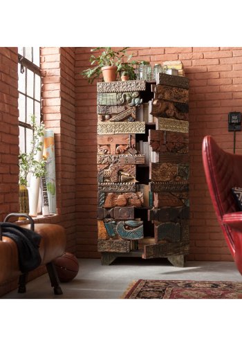 KARE DESIGN Gym Gabby Bank - braunes Kuhfell und Stahl (153cm)