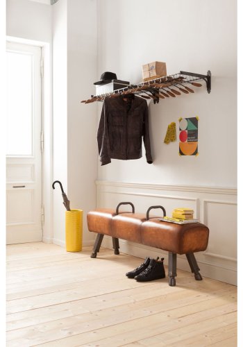 KARE DESIGN Gym Gabby Bank - braunes Kuhfell und Stahl (153cm)