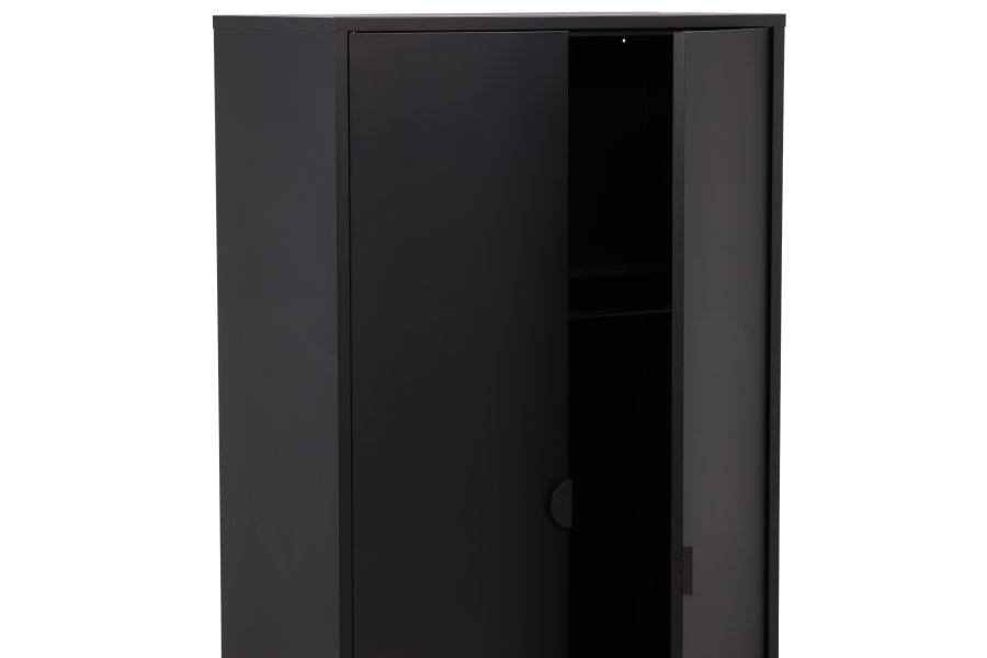 VENTURE DESIGN Piring garderobe, m. 2 drer, 3 hyller og hengerstang - sort stl (H:183)