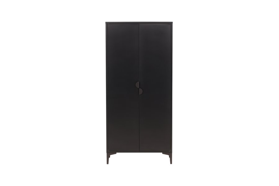 VENTURE DESIGN Piring garderobe, m. 2 drer, 3 hyller og hengerstang - sort stl (H:183)
