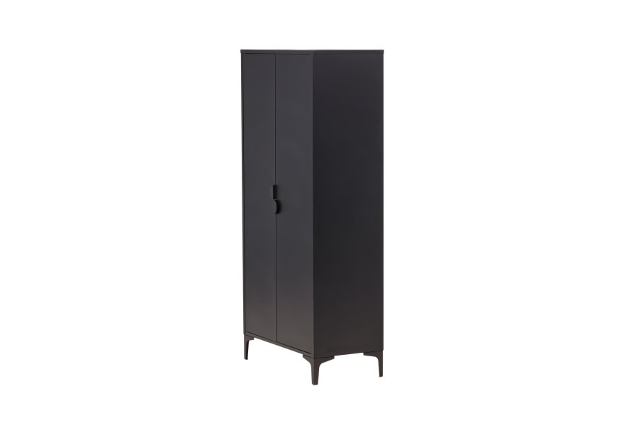 VENTURE DESIGN Piring garderobe, m. 2 drer, 3 hyller og hengerstang - sort stl (H:183)
