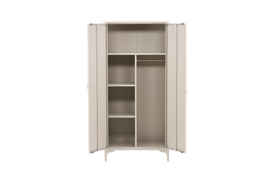 VENTURE DESIGN Piring garderobe, m. 2 drer, 3 hyller og hengestang - beige stl (H:183)